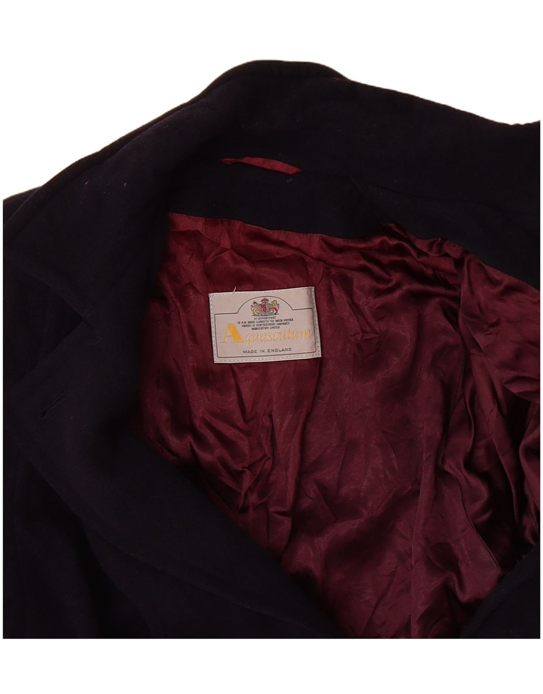 AQUASCUTUM Womens Double Breasted Coat UK 14 Medium Navy Blue