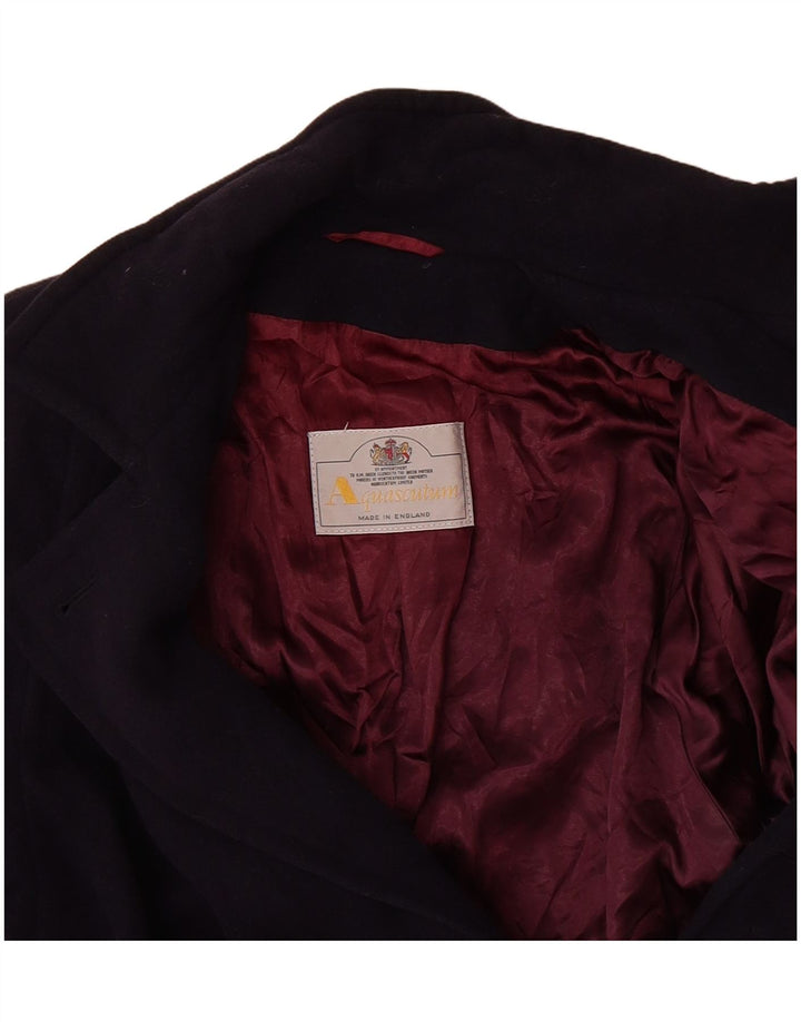 AQUASCUTUM Womens Double Breasted Coat UK 14 Medium Navy Blue