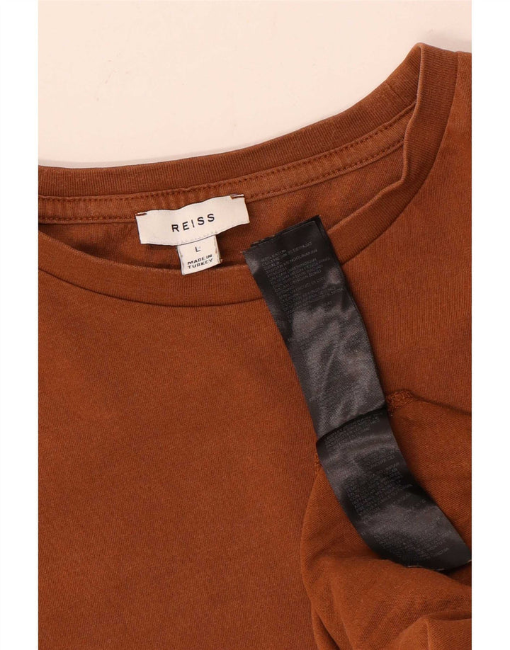 Damski T-shirt Reiss, duży, brązowy, bawełniany