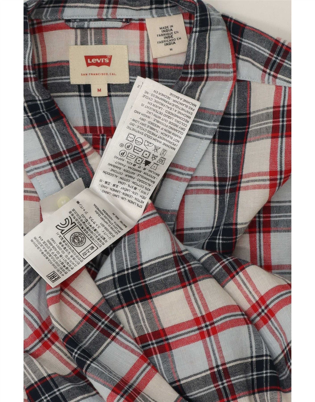 Lniana koszula męska Levi's w średnią wielobarwną kratkę