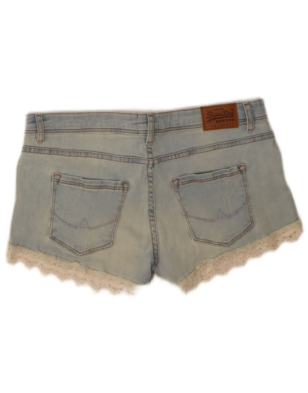 Damskie spodenki jeansowe Superdry W28 Średnioniebieskie, bawełniane