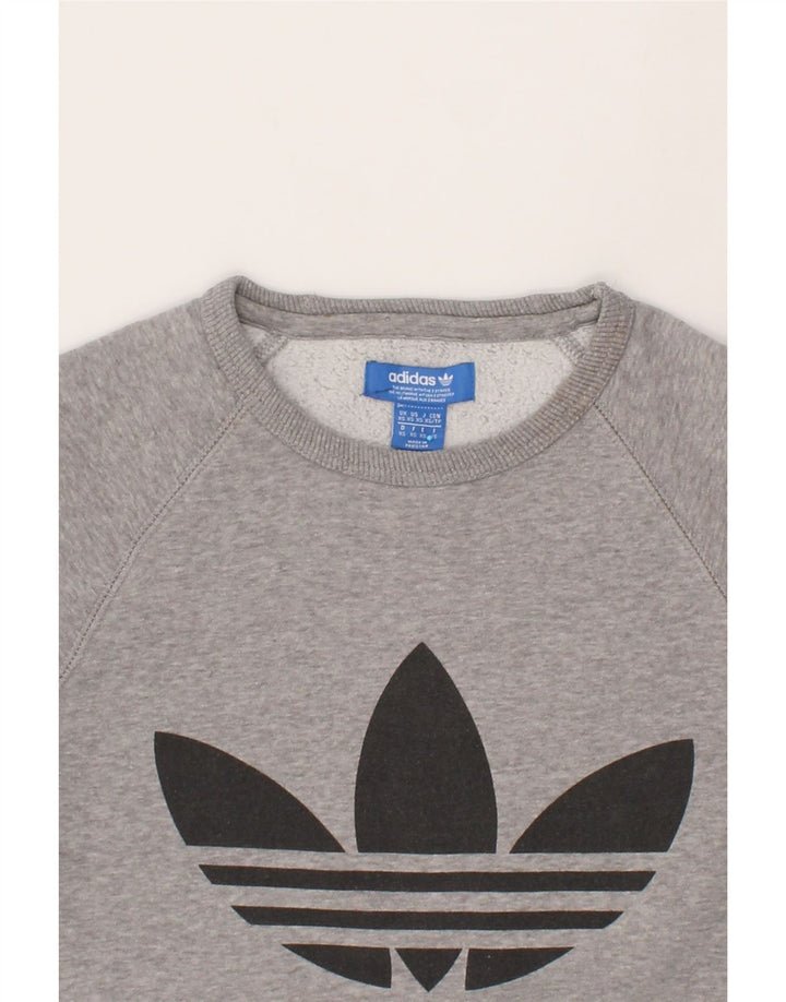 ADIDAS Mens Graphic Sweatshirt Jumper XS Grey Cotton Vintage Adidas and Second-Hand Adidas from Messina Hembry 