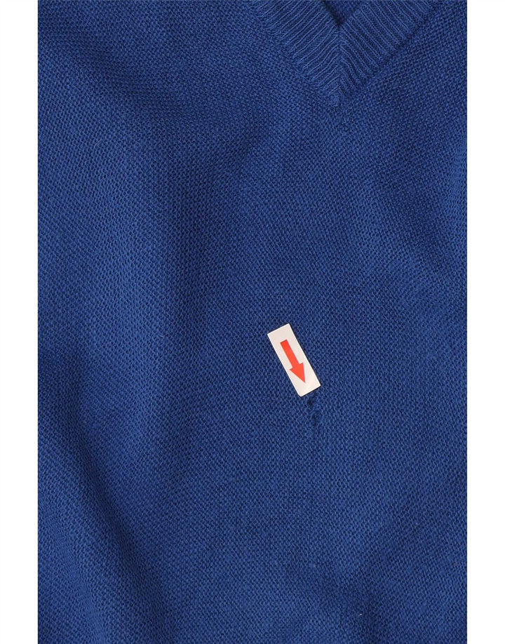 Lacoste Męski sweter z dekoltem w kształcie litery V, średnioniebieski, akrylowy