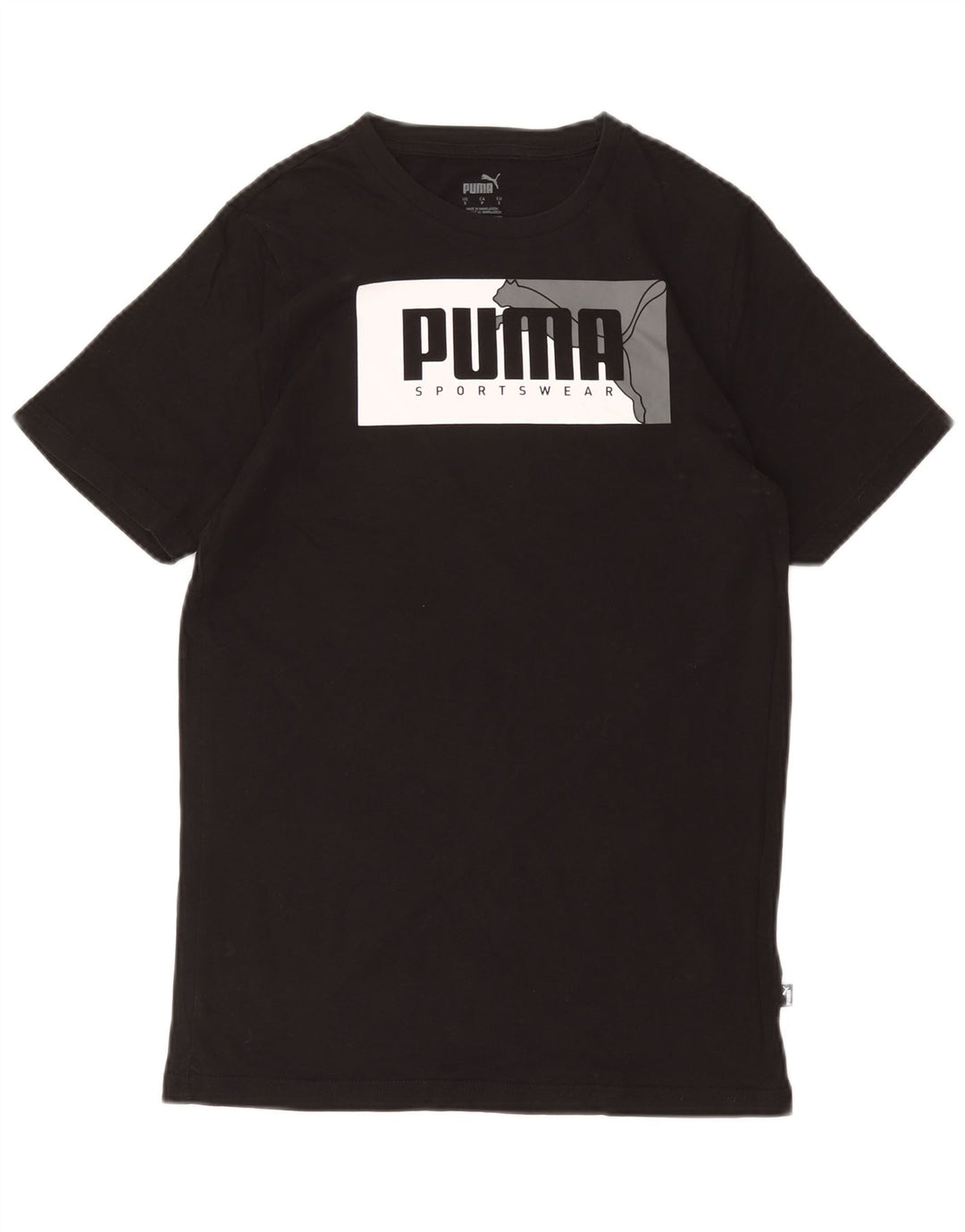 Męski T-shirt z grafiką PUMA, mały, czarny, bawełniany