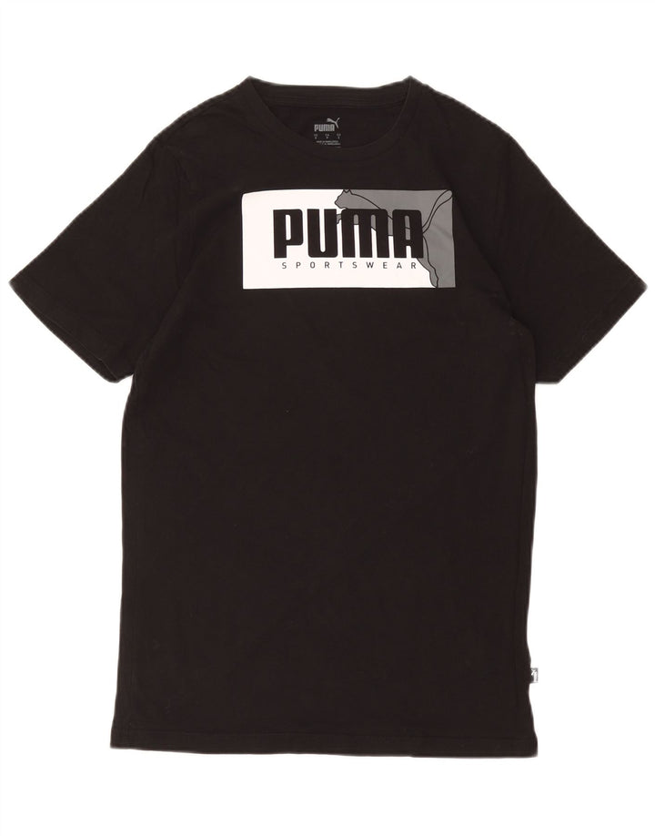 Męski T-shirt z grafiką PUMA, mały, czarny, bawełniany