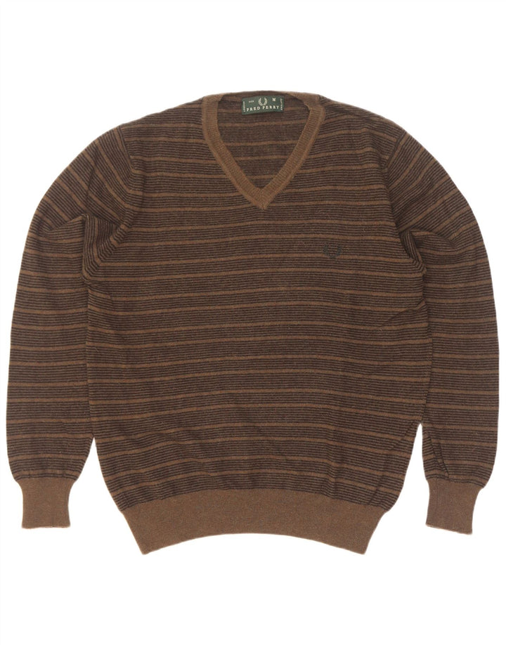 Męski sweter Fred Perry z dekoltem w kształcie litery V, wełniany, w kolorze khaki