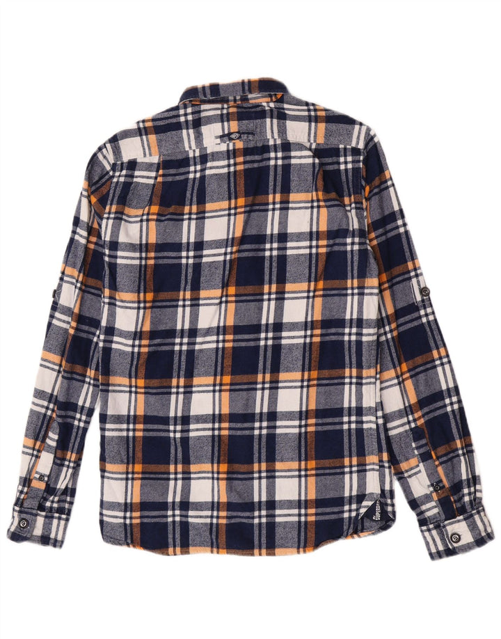 Męska koszula flanelowa Superdry, bawełniana, w średnią granatową kratkę