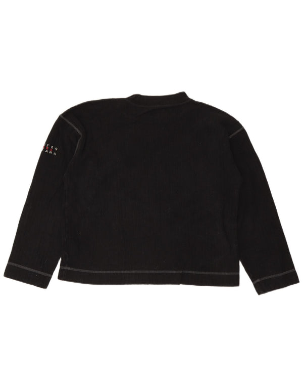 Guess Top damski z długim rękawem UK 14, średni czarny, bawełniany