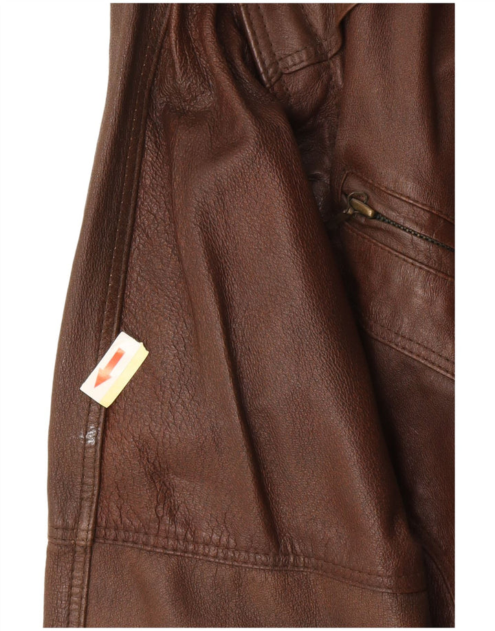 Vintage męska kurtka skórzana UK 38 średnio brązowa skórzana retro