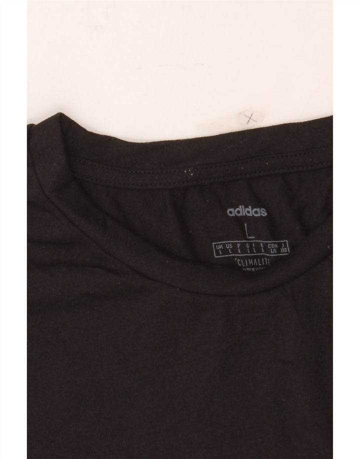 ADIDAS Mens Climalite Graphic T-Shirt Top Large Black Polyester Vintage Adidas and Second-Hand Adidas from Messina Hembry 