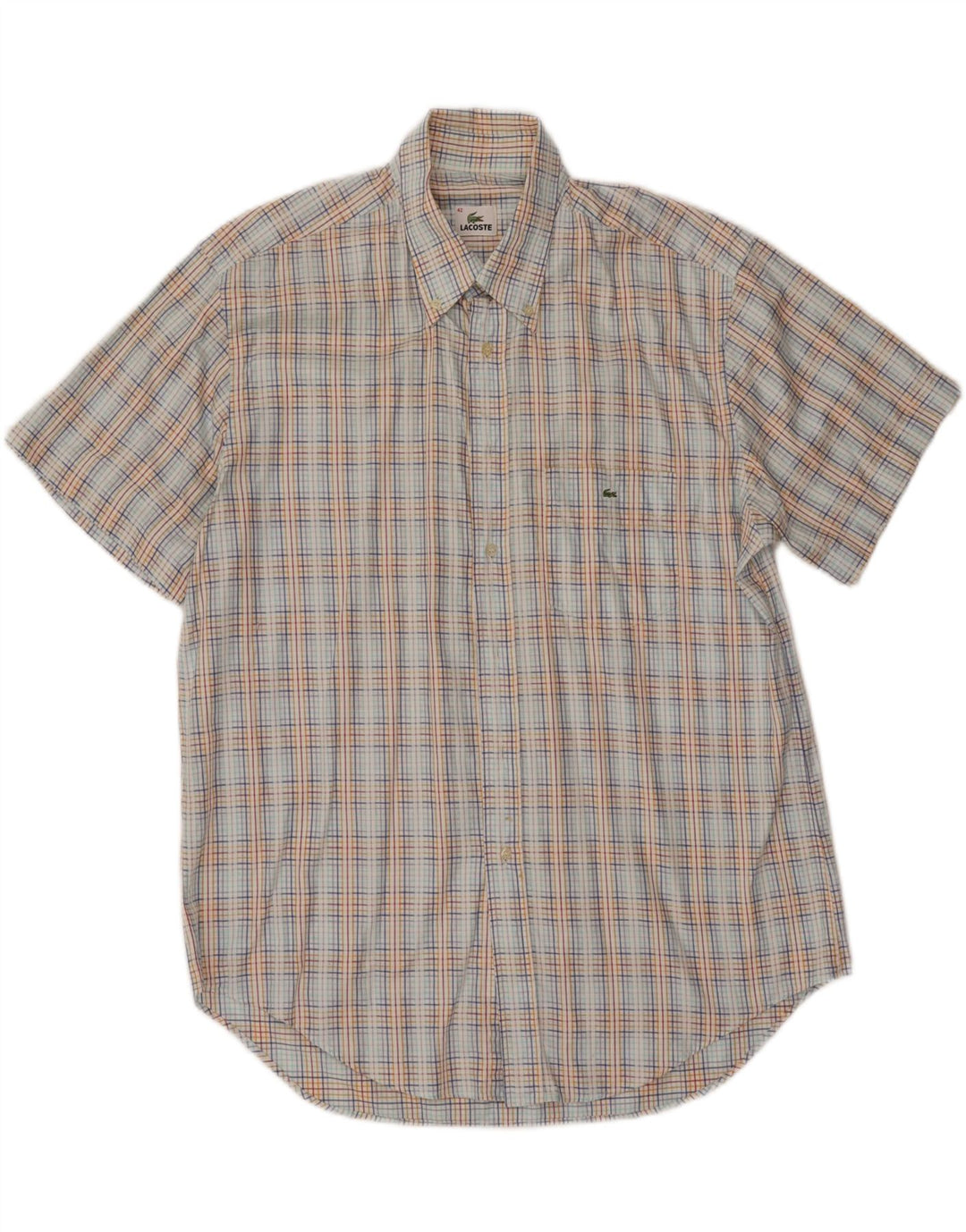 LACOSTE Mens Short Sleeve Shirt Size 42 Large Multicoloured Check Vintage Lacoste and Second-Hand Lacoste from Messina Hembry 
