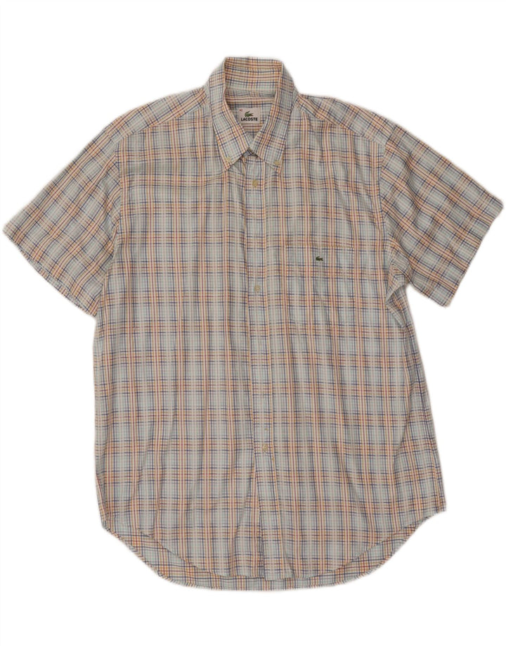 LACOSTE Mens Short Sleeve Shirt Size 42 Large Multicoloured Check Vintage Lacoste and Second-Hand Lacoste from Messina Hembry 