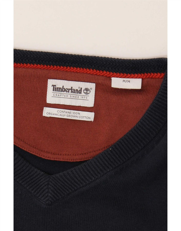 Męski sweter Timberland z dekoltem w szpic, średni granatowy, bawełniany