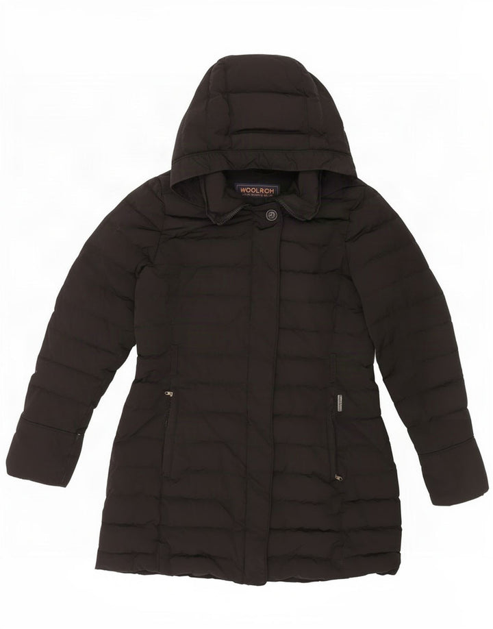 Damska ocieplana kurtka z kapturem Woolrich UK 10, mała, czarna, poliester