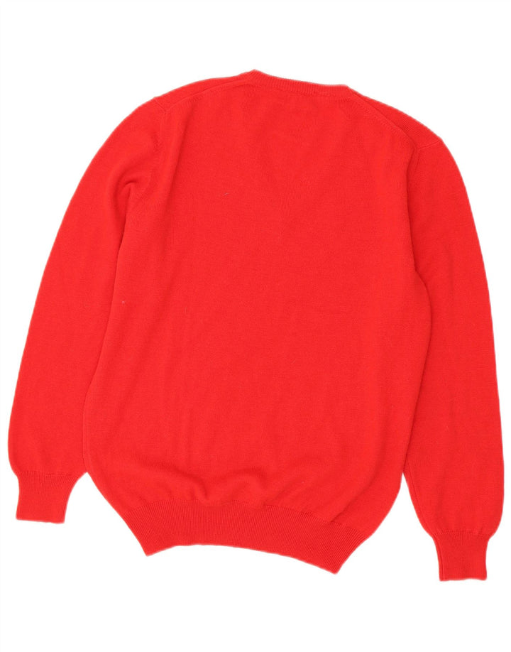 Sweter damski w stylu vintage z dekoltem w szpic IT 46, duży, czerwony akryl