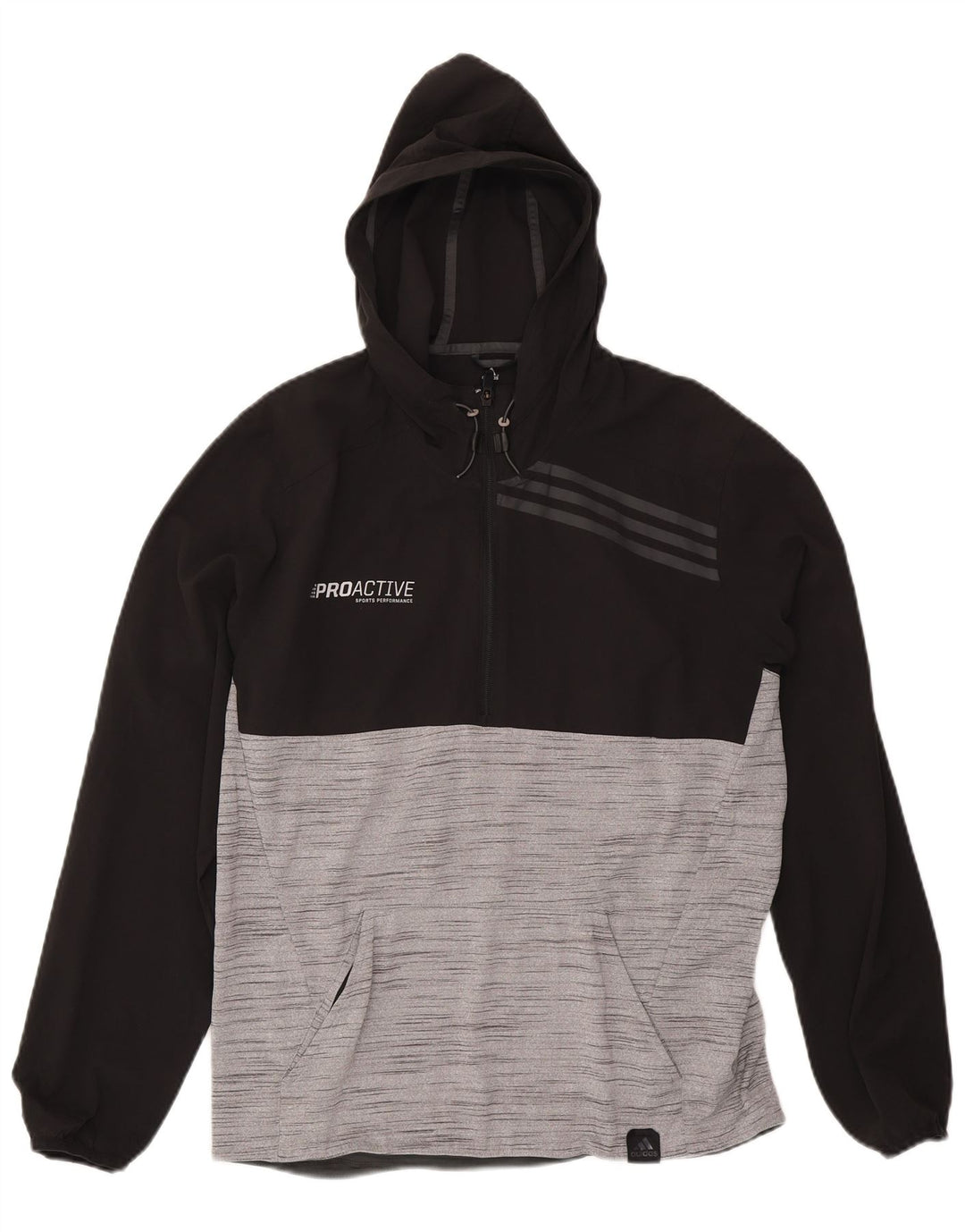 Męski sweter z kapturem ADIDAS Climalite Graphic, w kolorze średniej czerni