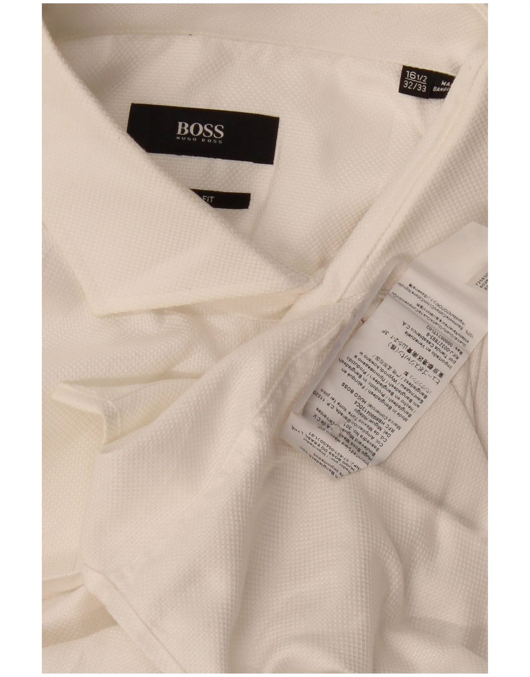 Męska wysoka koszula Hugo Boss, rozmiar 16 1/2, duża, biała bawełna