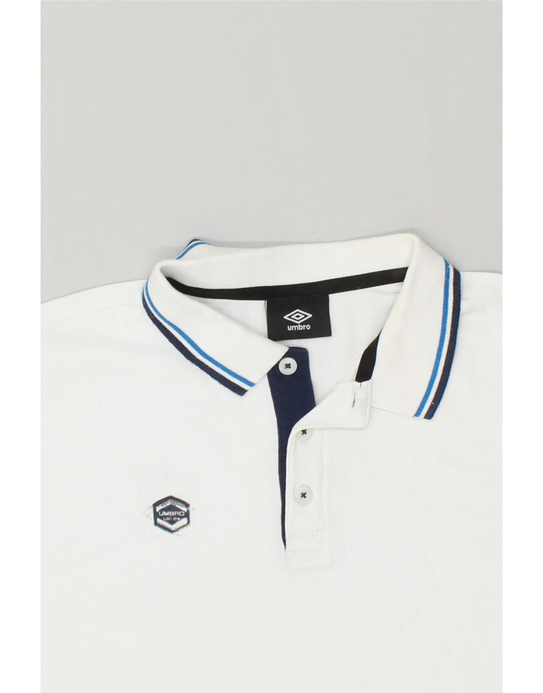 UMBRO Mens Graphic Polo Shirt Medium White Cotton Vintage Umbro and Second-Hand Umbro from Messina Hembry 
