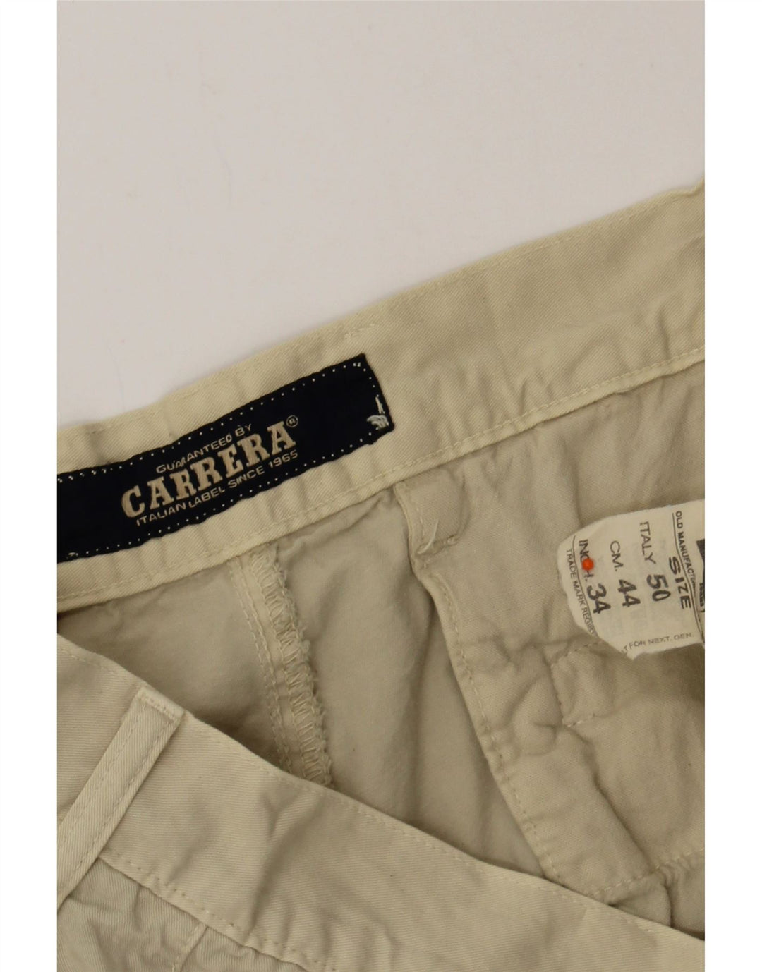 CARRERA Mens Pegged Chino Shorts W34 Large  Beige Cotton Vintage Carrera and Second-Hand Carrera from Messina Hembry 