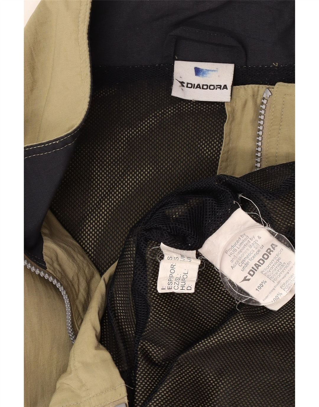 Męska kurtka przeciwdeszczowa Diadora o luźnym kroju UK 36, mała, khaki, poliamid