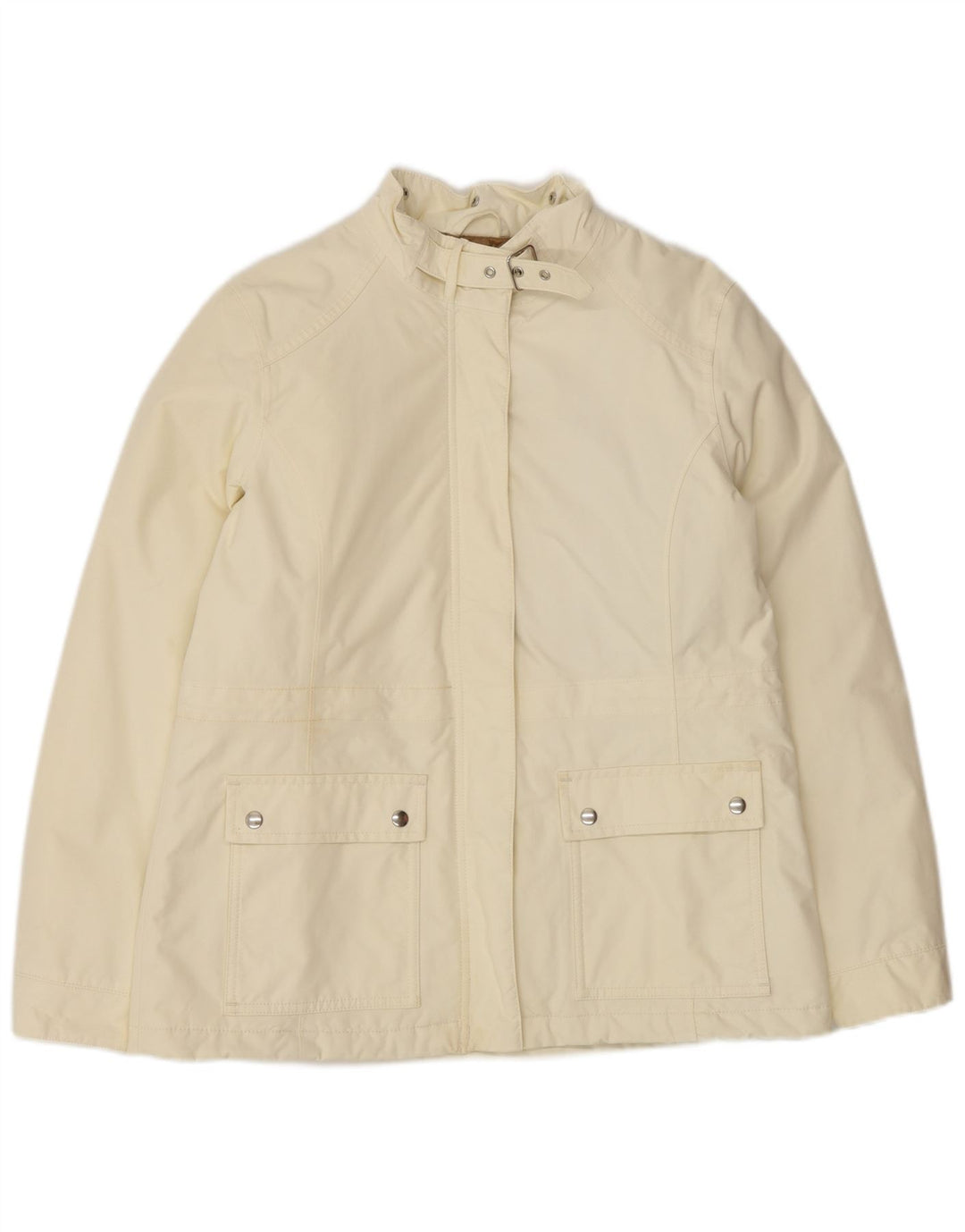 Damska kurtka przeciwwiatrowa Lands End Oversized UK 10, mała, z białego nylonu