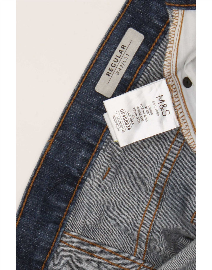 Marks & Spencer Męskie regularne proste dżinsy W42 L31 Niebieska bawełna