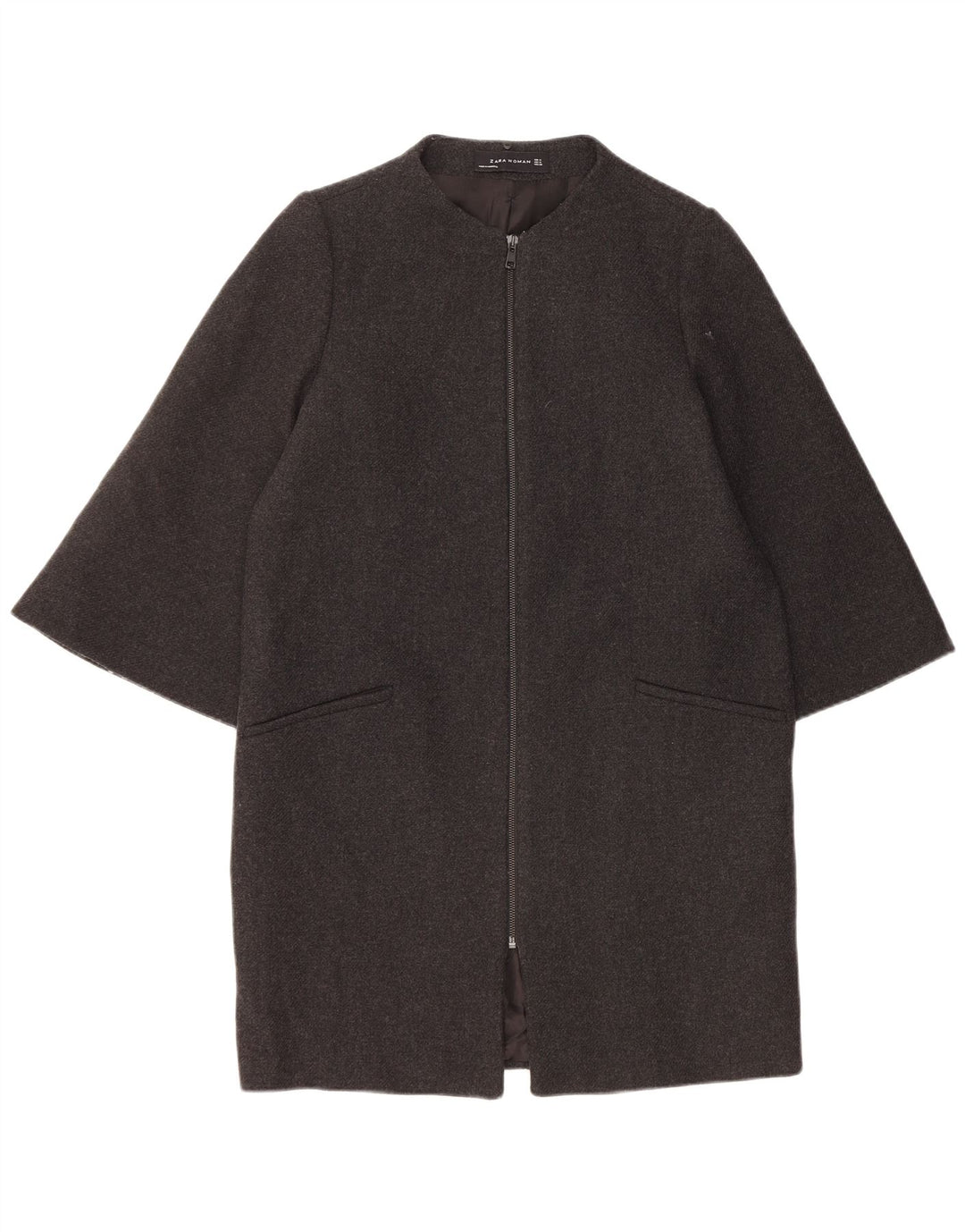 ZARA Womens Overcoat UK 14 Medium Black