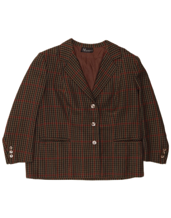 Vintage Womens 3 Button Blazer Jacket UK 16 Large Green Check