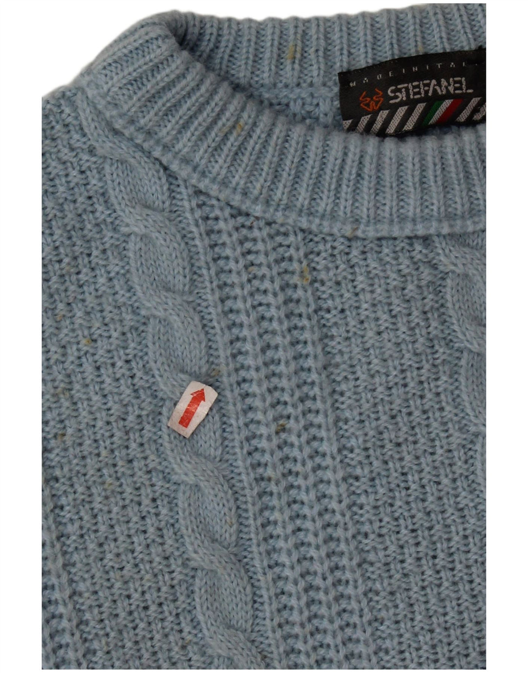 STEFANEL Damski sweter oversize z okrągłym dekoltem UK 16, duży, niebieski, wełniany