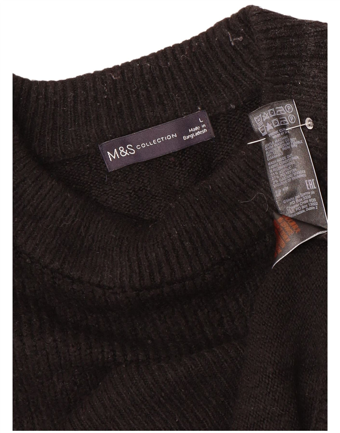 Marks & Spencer Damski sweter oversize z okrągłym dekoltem, UK 16, duży, czarny