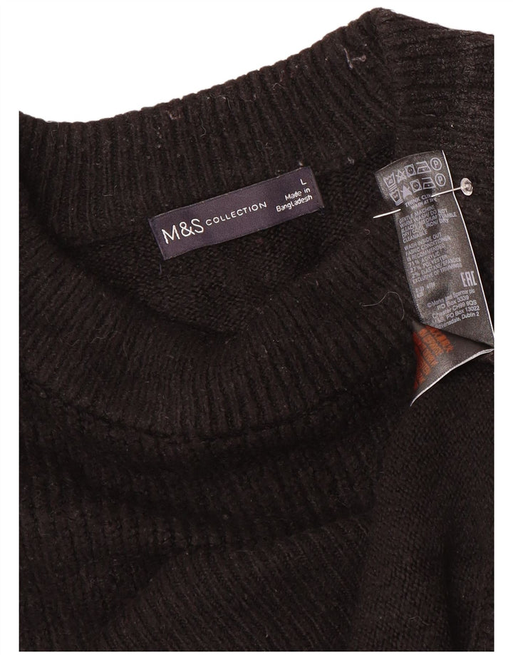 Marks & Spencer Damski sweter oversize z okrągłym dekoltem, UK 16, duży, czarny