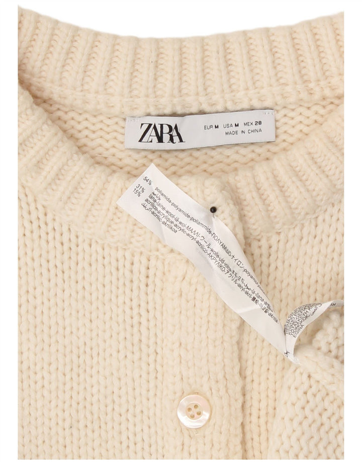 Sweter damski Zara Crop Cardigan UK 12 Medium Off White Poliamid
