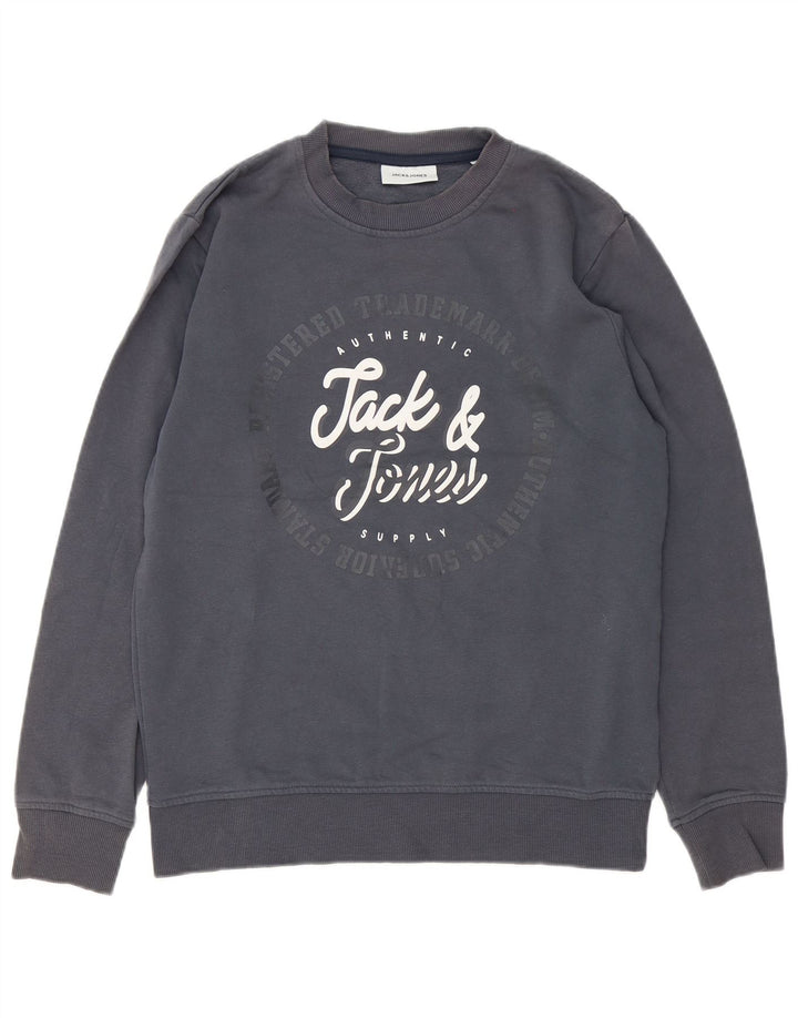 Męski sweter z grafiką Jack & Jones, średnioszary