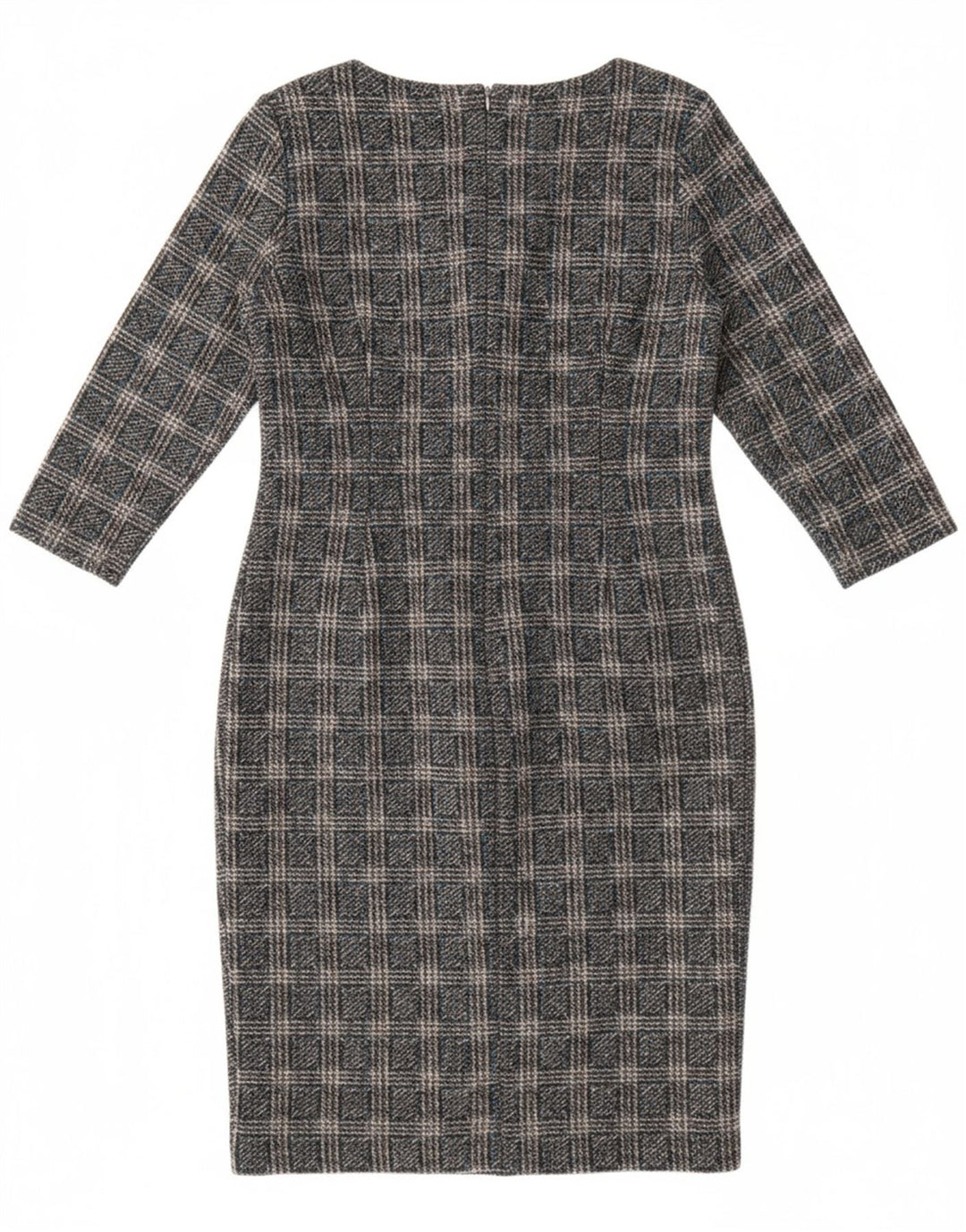 LAURA ASHLEY Womens 3/4 Sleeve Sheath Dress UK 12 Medium  Grey Check