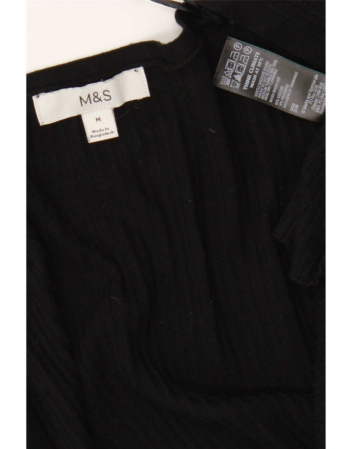 Marks & Spencer Damski sweter rozpinany UK 14 Średni czarny wiskoza