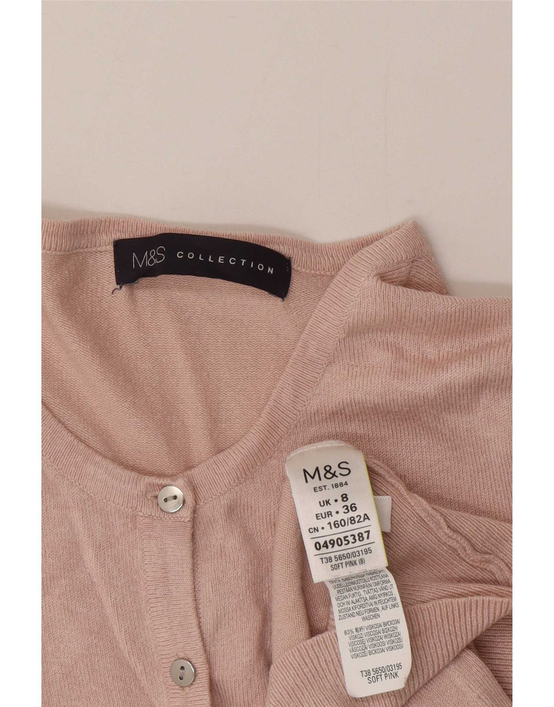 Marks & Spencer Damski sweter kardigan UK 8 Small Pink Wiskoza