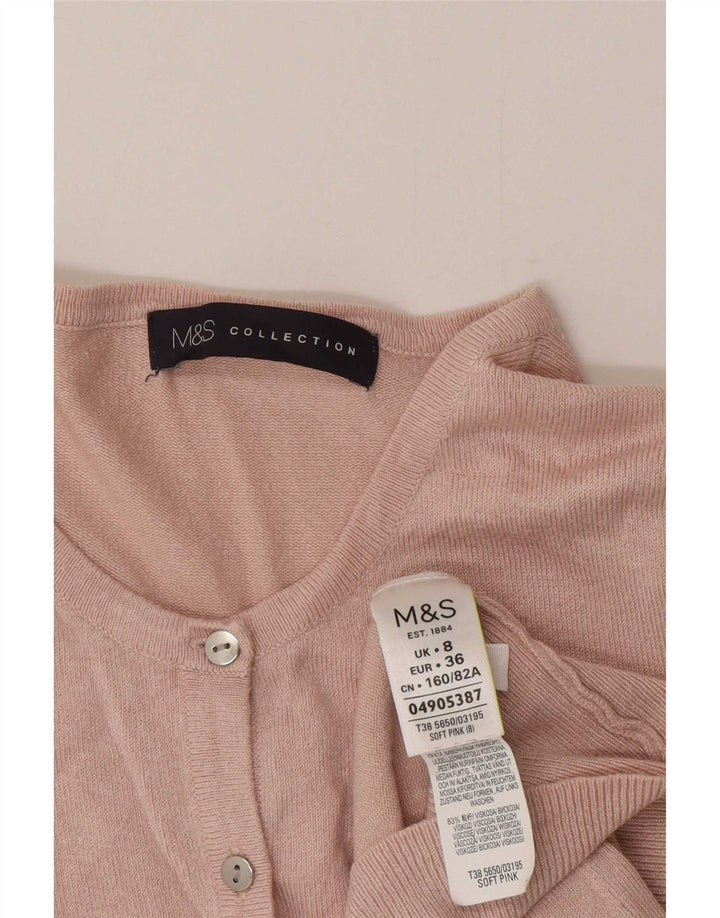 Marks & Spencer Damski sweter kardigan UK 8 Small Pink Wiskoza