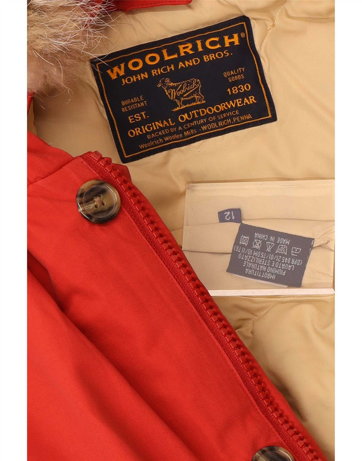 Wyściełana kurtka chłopięca z kapturem Woolrich 11-12 lat, czerwona nylonowa