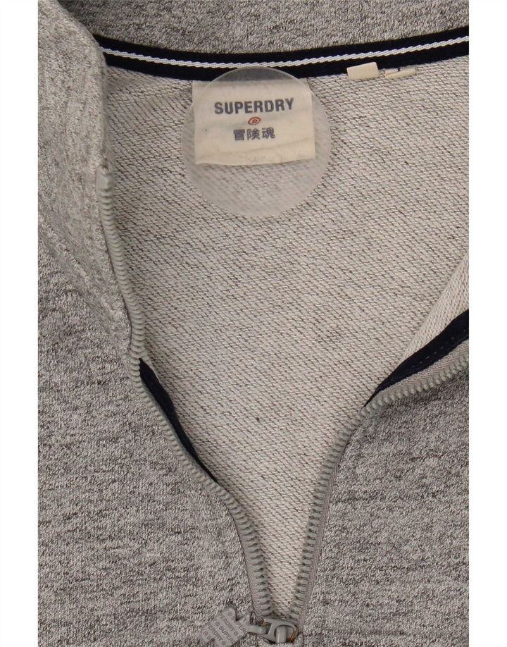 Męski sweter z zamkiem błyskawicznym Superdry, duży, szary, bawełniany