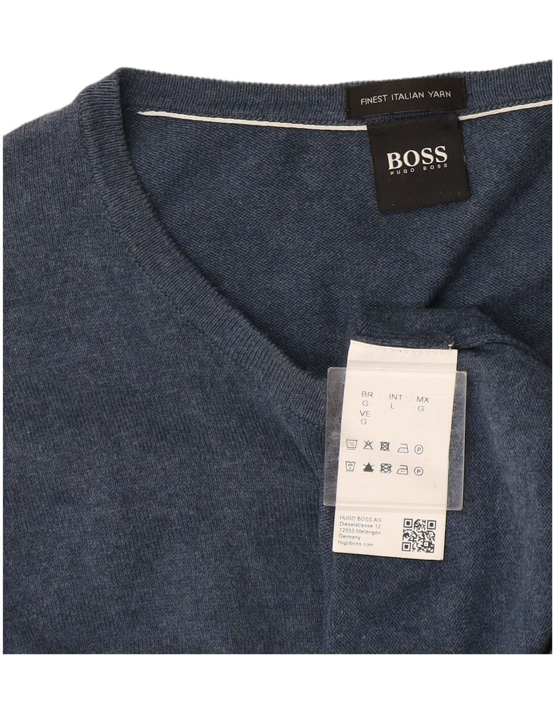 Męski sweter z dekoltem w łódkę Hugo Boss, duży, niebieski, bawełniany