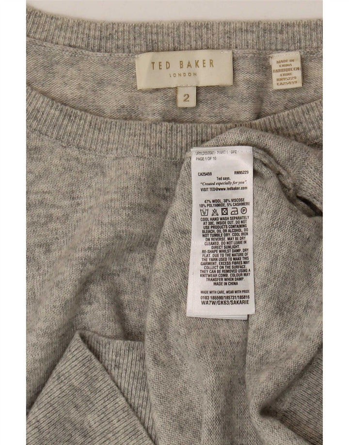 Damski sweter Ted Baker z dekoltem w łódkę, rozmiar 2, mały, szary, wełniany