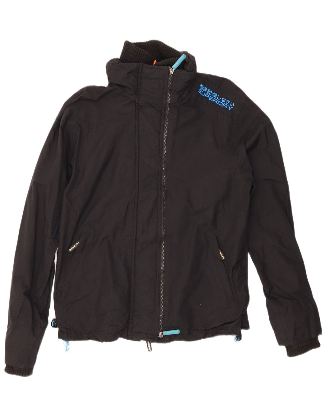 SUPERDRY Męska kurtka przeciwdeszczowa The Windcheater UK 40, duża, czarna nylonowa