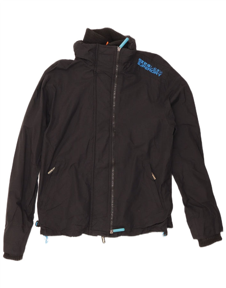 SUPERDRY Męska kurtka przeciwdeszczowa The Windcheater UK 40, duża, czarna nylonowa