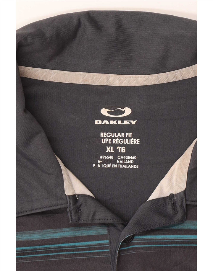 Męska koszulka polo o regularnym kroju Oakley XL w szare paski