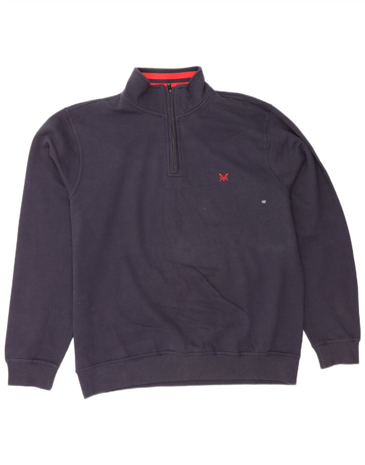 CREW CLOTHING Męski sweter z zamkiem błyskawicznym, 2XL, granatowy, bawełniany
