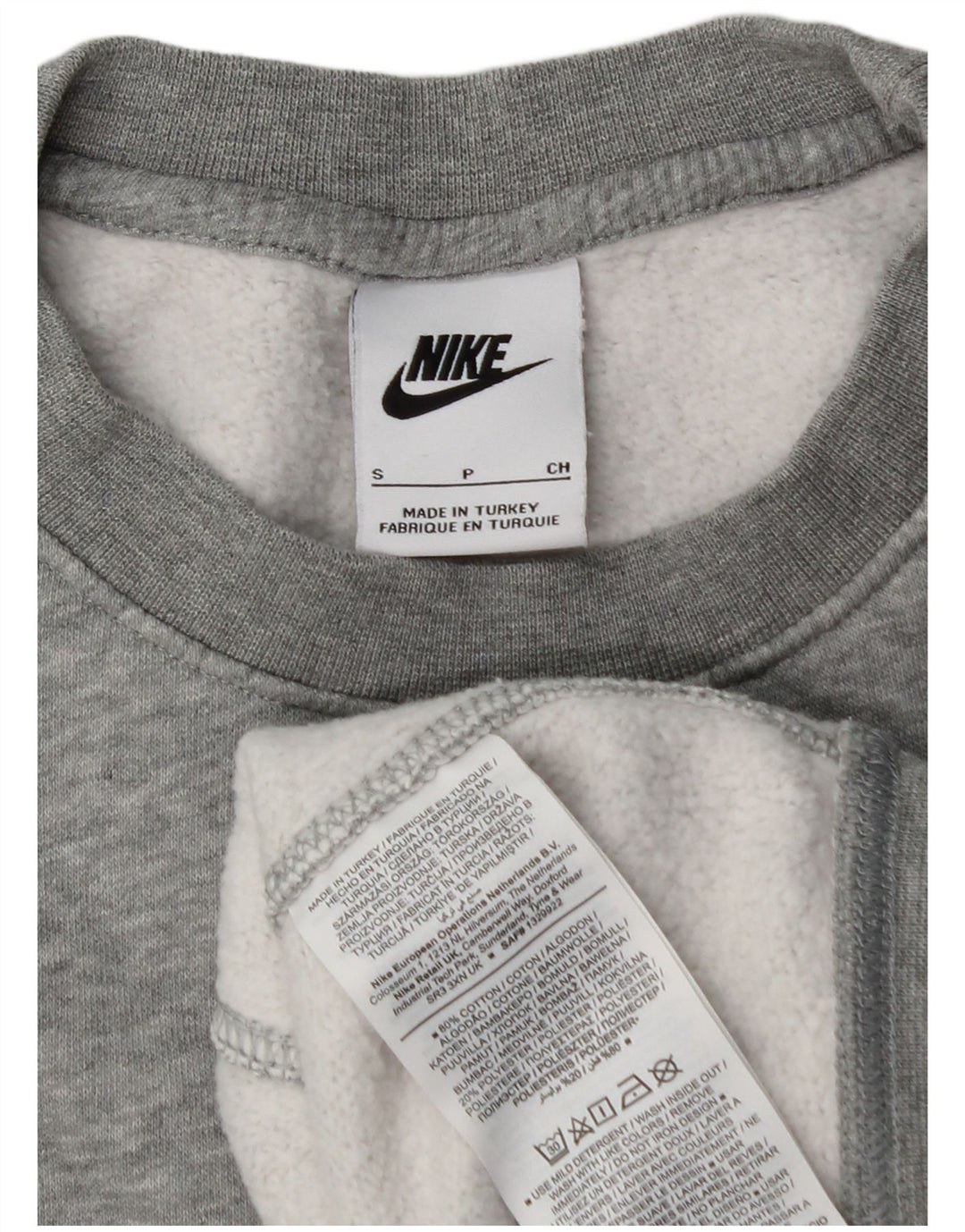 Męska bluza dresowa NIKE o luźnym kroju, mała, szara, bawełniana