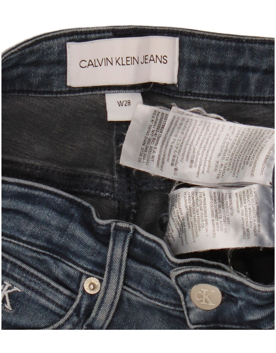 Damskie jeansy skinny ze średnim stanem CALVIN KLEIN W28 L27 Niebieskie, bawełniane