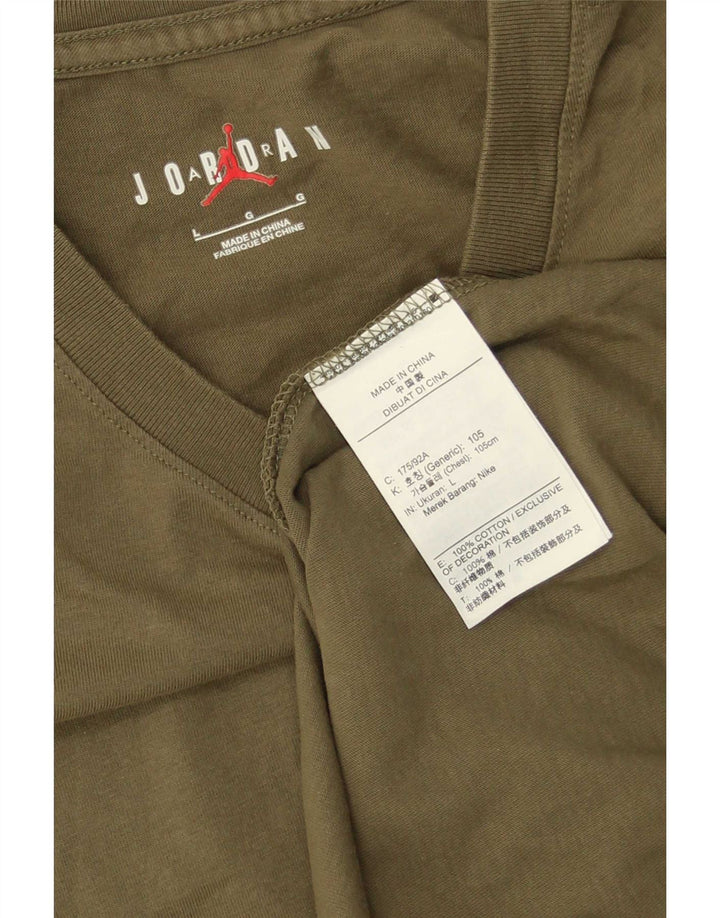 Męski T-shirt z grafiką Jordan, duży, bawełniany khaki