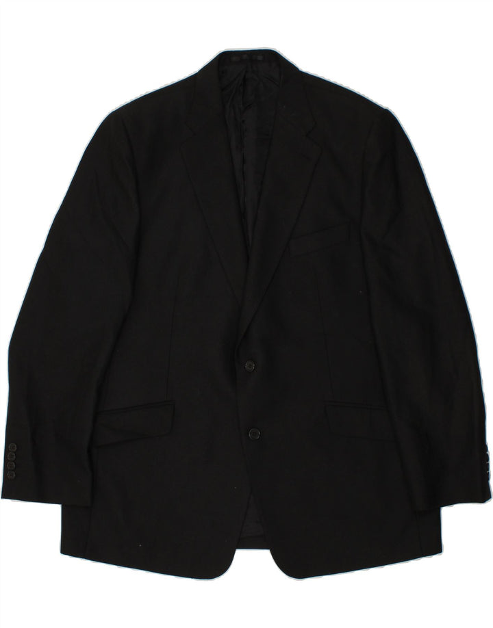 MAGEE Mens 2 Button Blazer Jacket IT 48 Medium Black Polyester Vintage Magee and Second-Hand Magee from Messina Hembry 