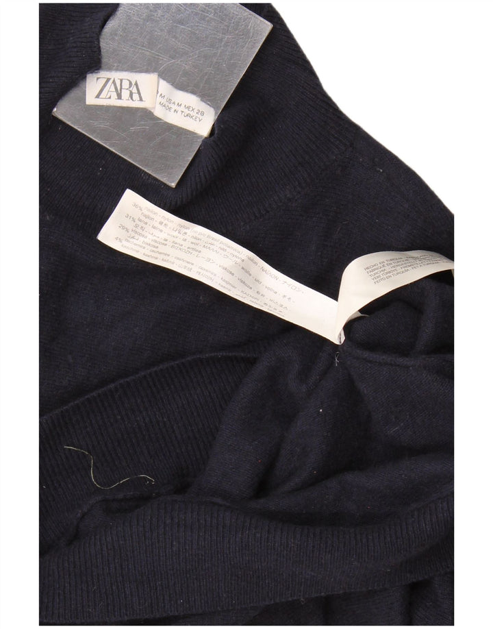 Sweter damski Zara z golfem UK 14, średni granatowy nylon